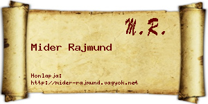 Mider Rajmund névjegykártya